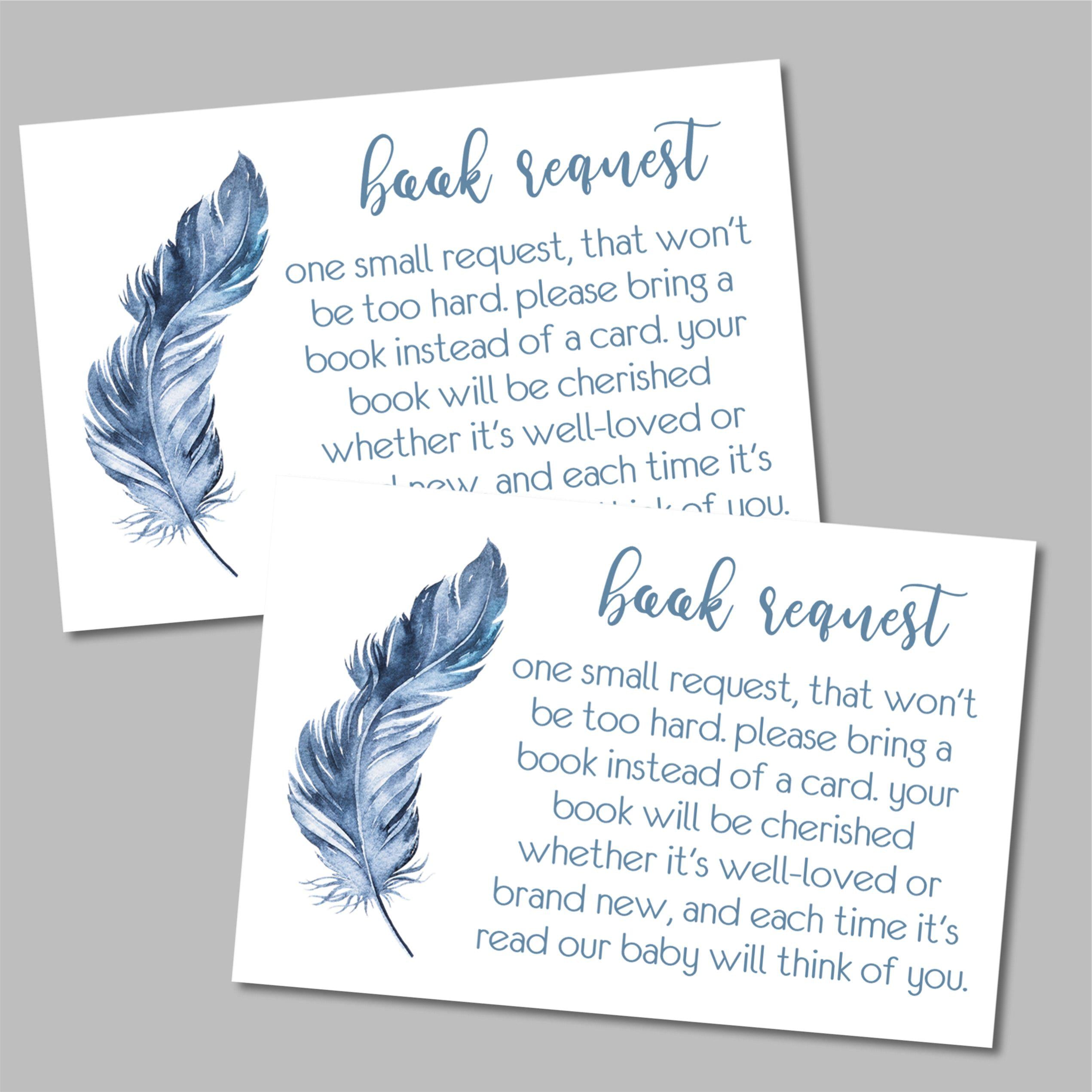 Blue Tribal Feather Book Request Cards