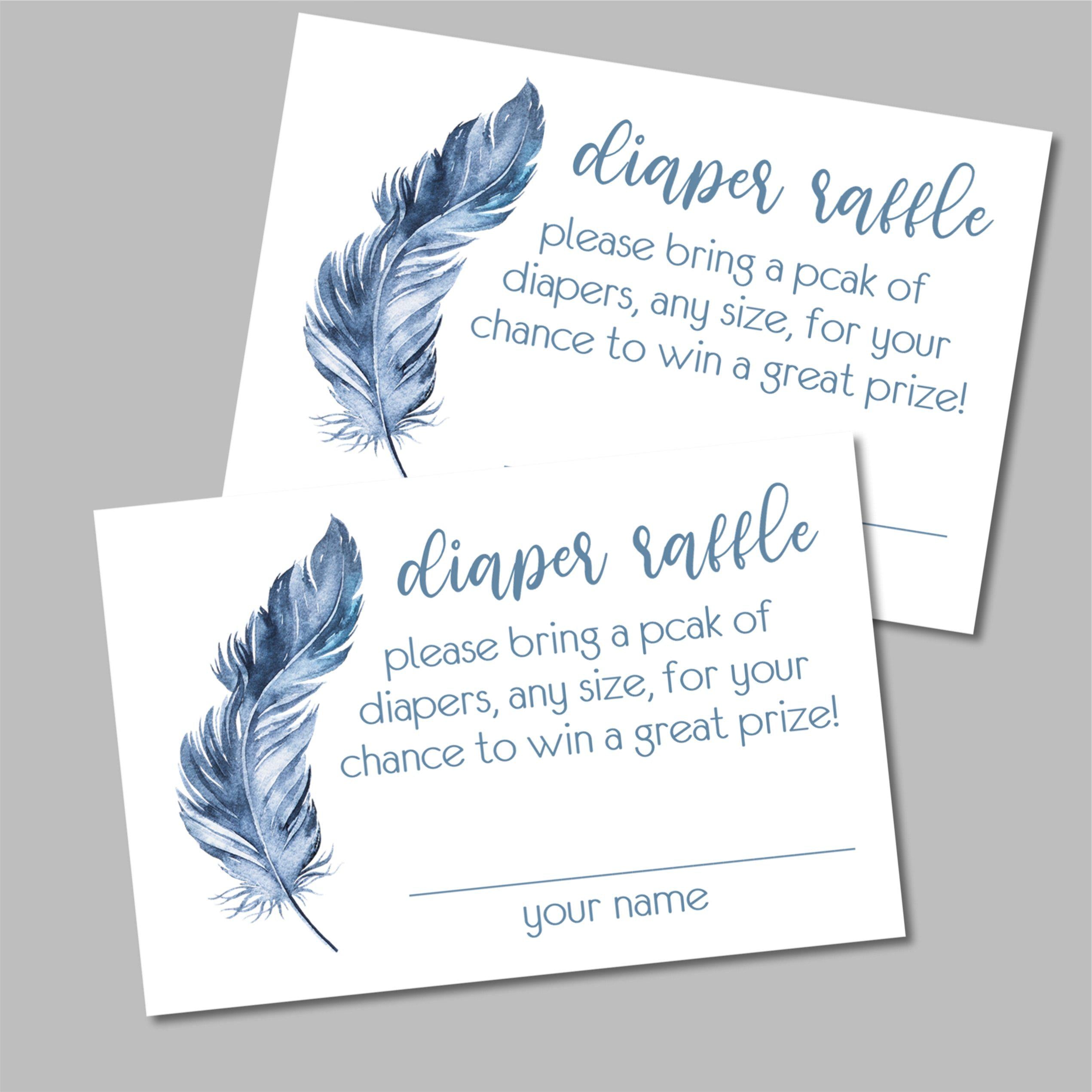 Blue Tribal Feather Diaper Raffle Tickets