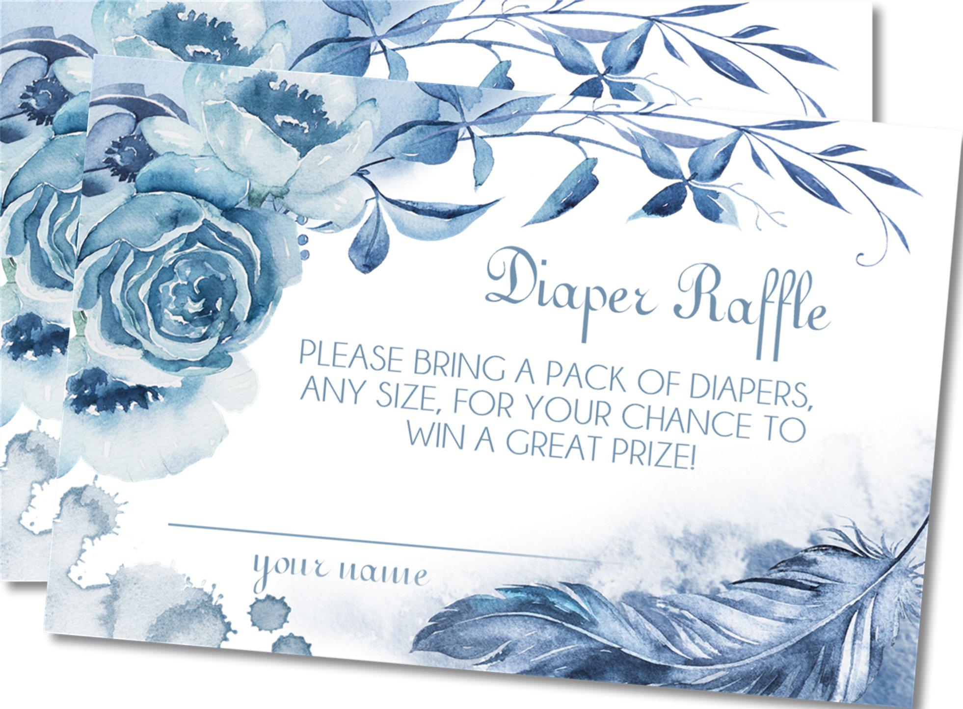 Blue Tribal Feather Diaper Raffle Tickets