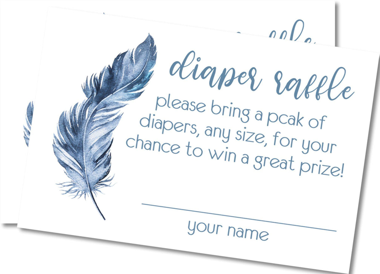 Blue Tribal Feather Diaper Raffle Tickets