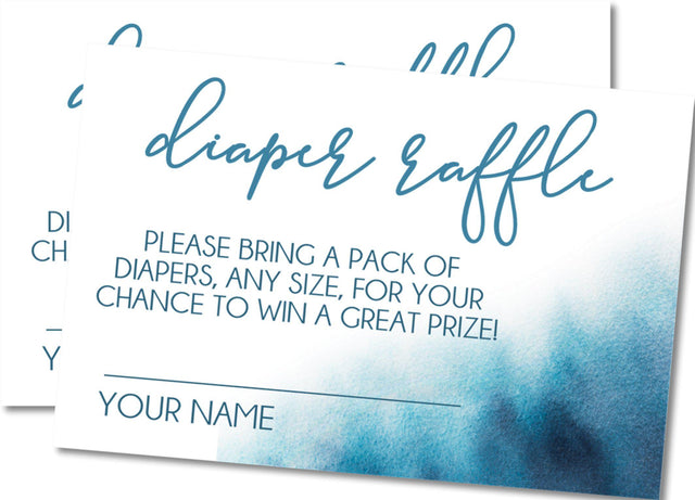 Blue Watercolor Diaper Raffle Tickets
