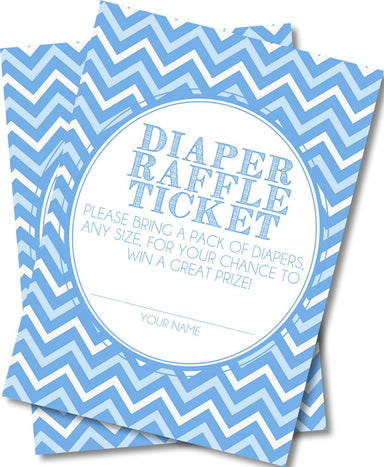 Blue & White Chevron Diaper Raffle Tickets