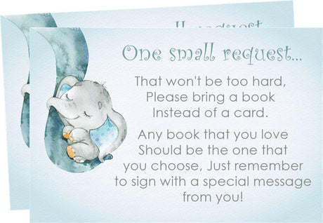 Blue Elephant Baby Shower Book Request Instant PDF