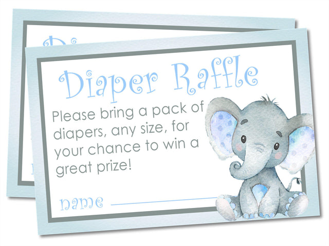 Blue Elephant Baby Shower Diaper Raffle Tickets Printable PDF Download