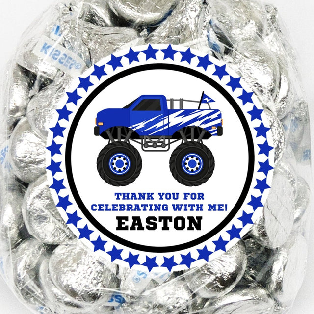 Blue Monster Truck Birthday Party Stickers