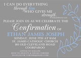 Blue and gray Confirmation invitation