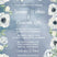 Blue and white anemone wedding invitation featuring watercolor floral artwork and greenery accents