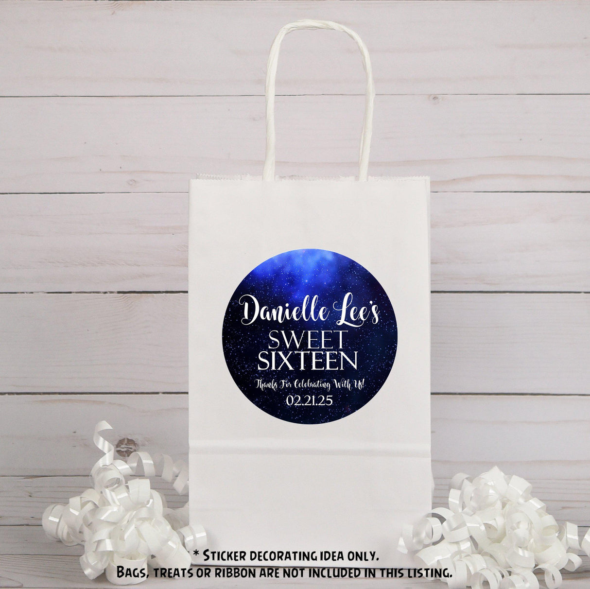 Blue cosmic themed Sweet Sixteen sticker