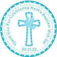 Blue floral Baptism sticker with dove