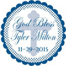Blue god bless baptism sticker with cross design