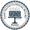 Blue grey and black birthday cake sticker with stars