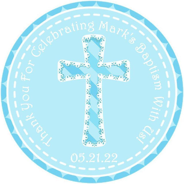 Blue lace cross Baptism sticker