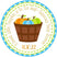 Blue pumpkin basket baby shower sticker with colorful pumpkins