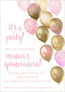 Blush Pink And Gold Balloon Quinceanera Invitations