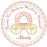 Blush pink carriage party favor label for girls