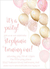 Blush pink gold birthday party invitation