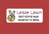 Boho hippie address stickers with vibrant peace design