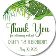Botanical tropical leaf birthday sticker with greenery design