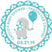Boy baby shower favor stickers – teal elephant theme