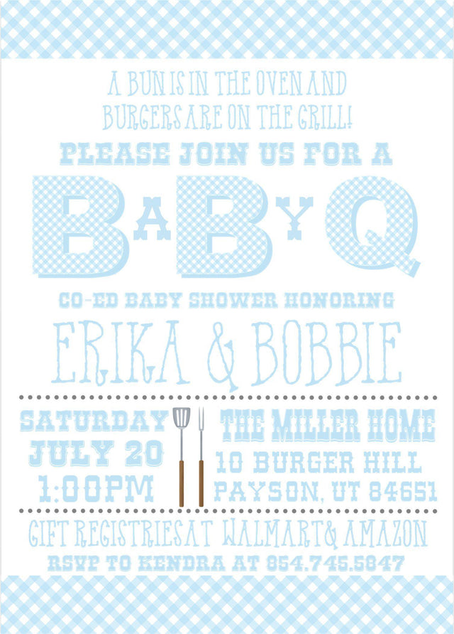 Boys Backyard Baby Q Baby Shower Invitations