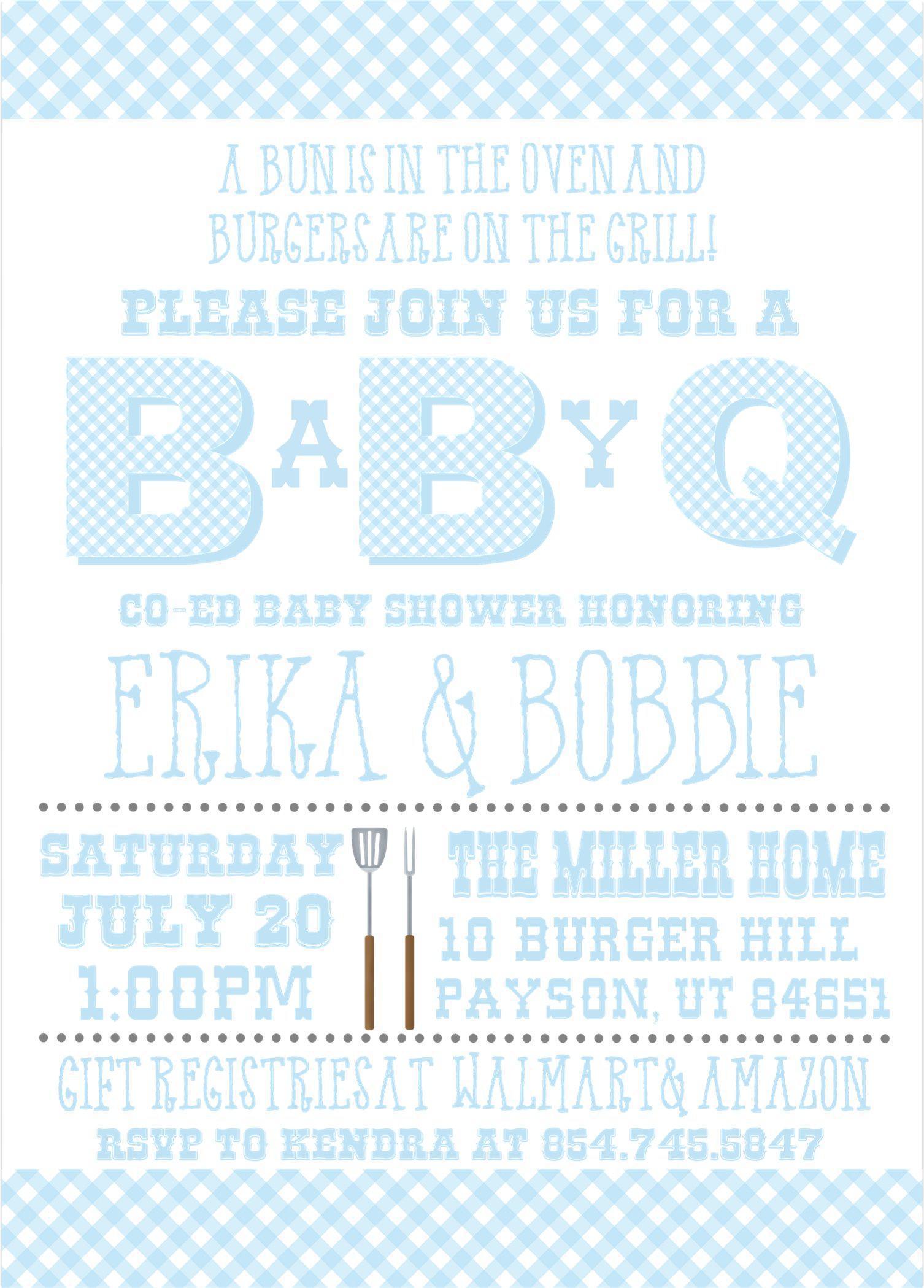 Boys Backyard Baby Q Baby Shower Invitations