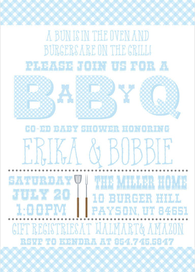 Boys Backyard Baby Q Baby Shower Invitations