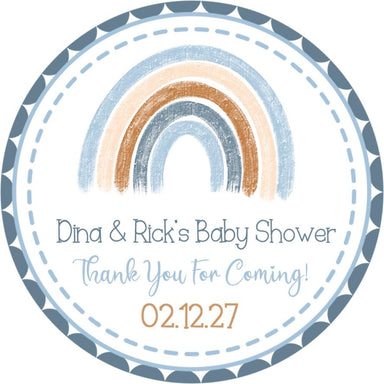 Boys Blue Boho Rainbow Baby Shower Stickers