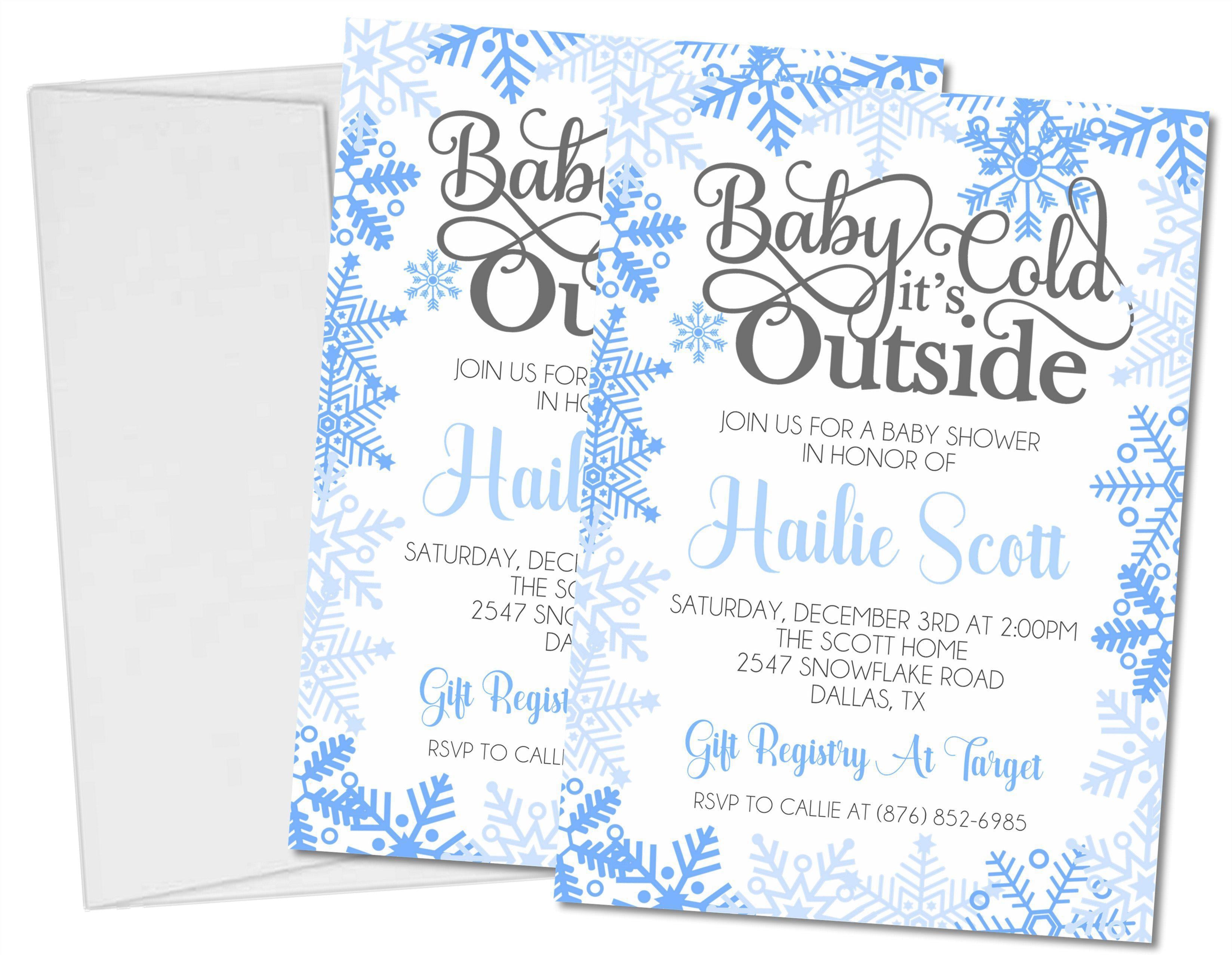 Boys Blue Winter Snowflake Baby Shower Invitations