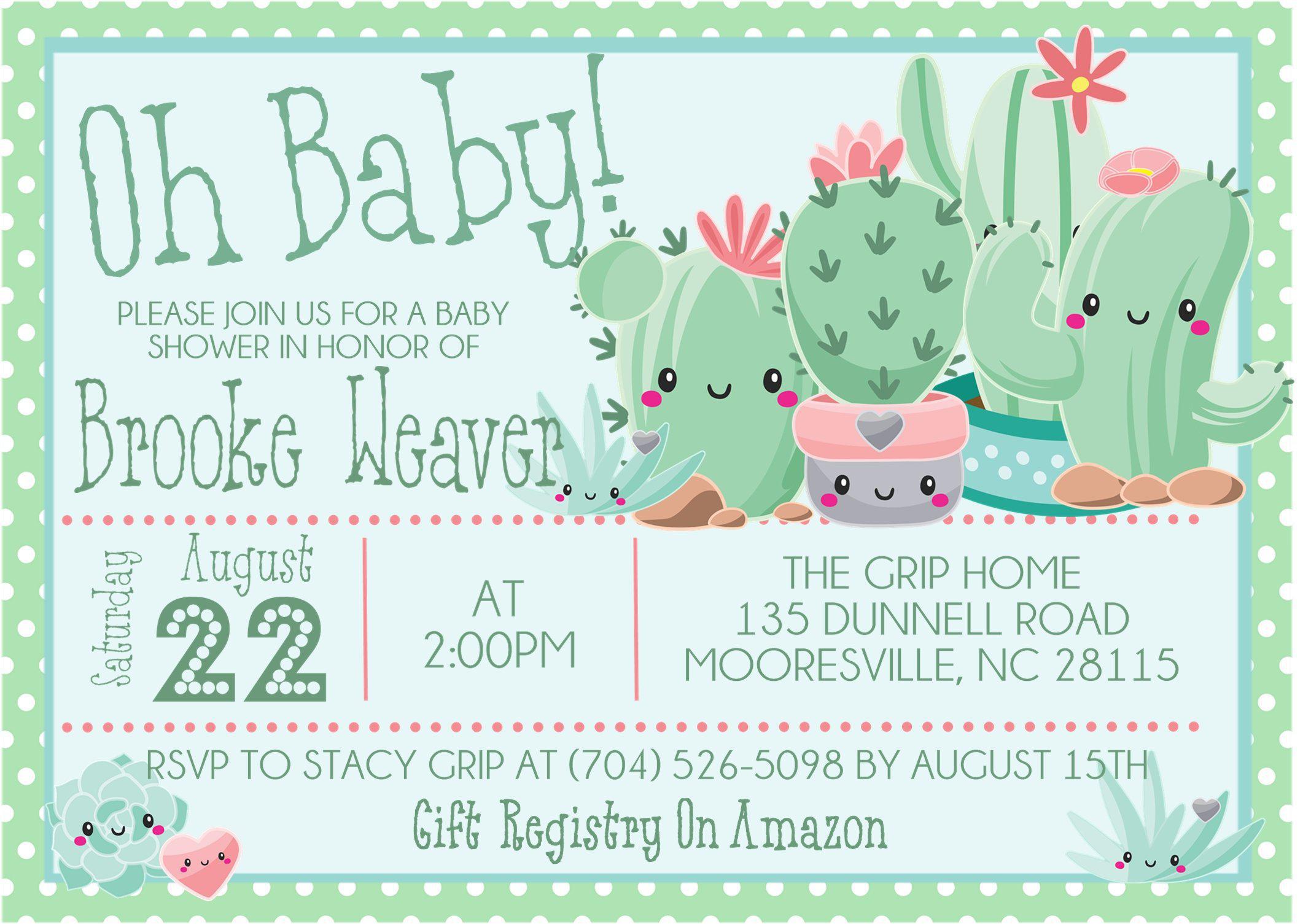 Boys Cactus Baby Shower Invitations