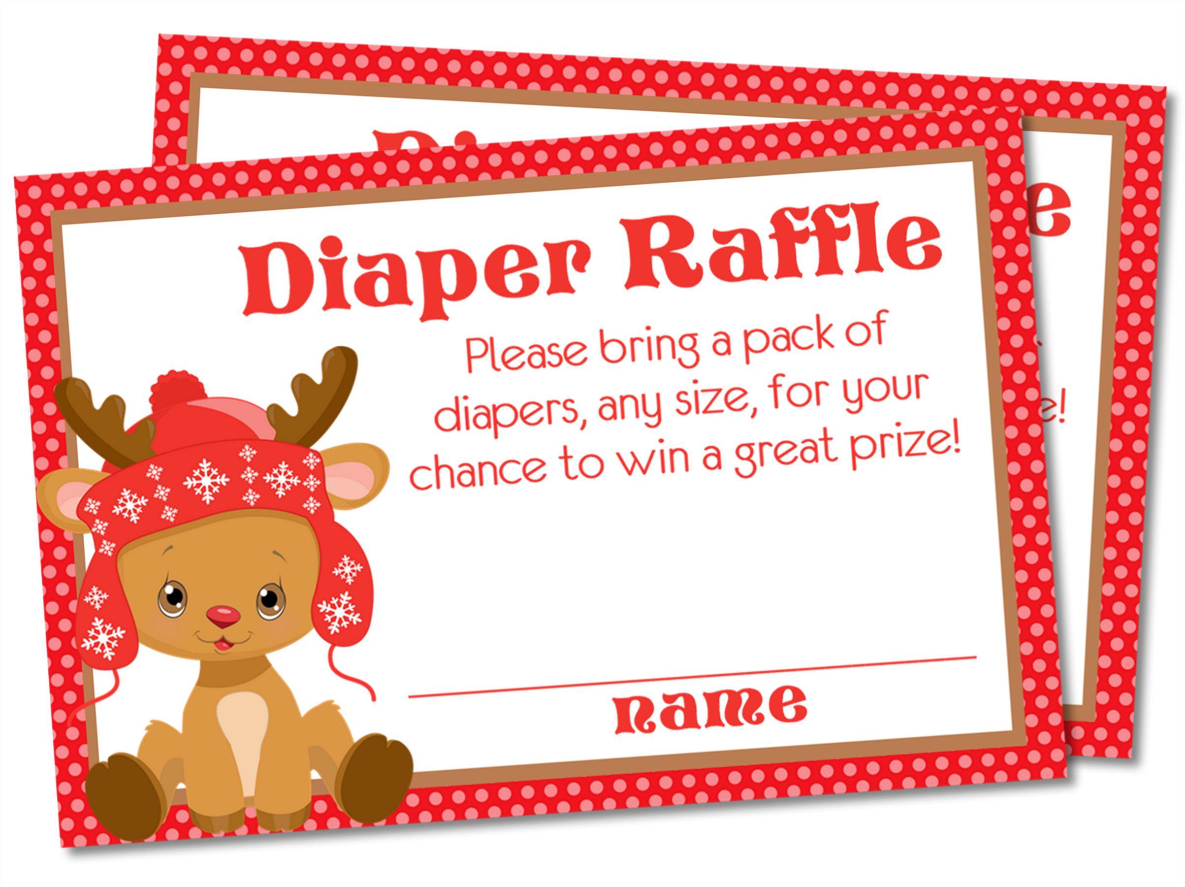 Boys Christmas Diaper Raffle Tickets