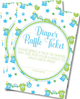 Boys Clothesline Diaper Raffle Tickets