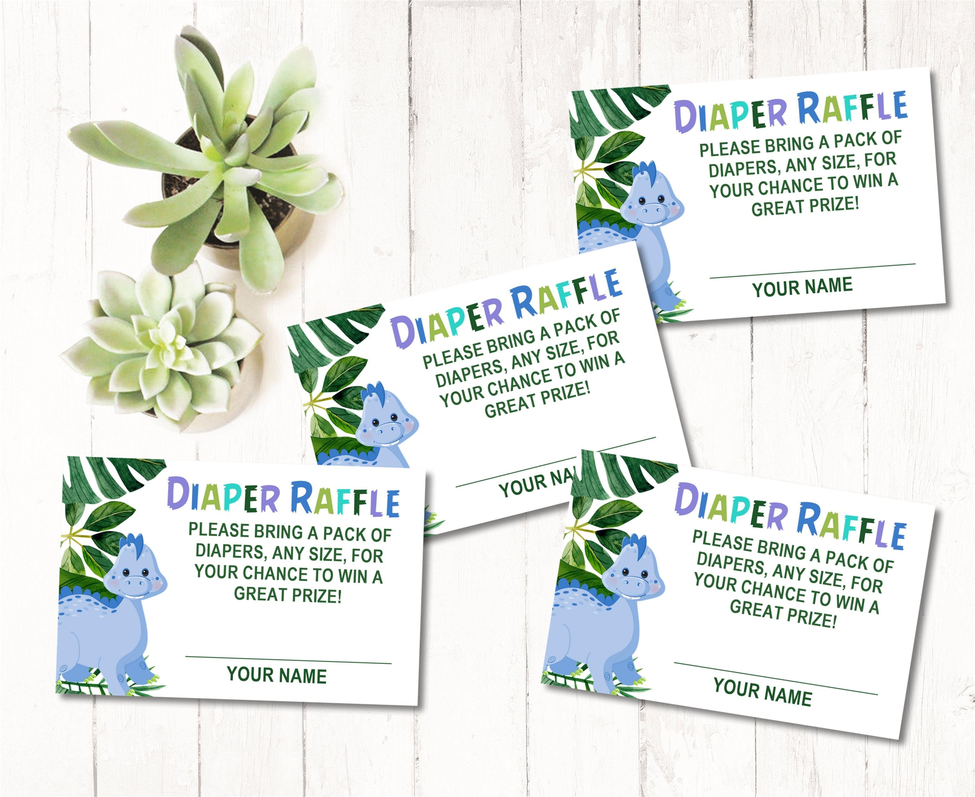 Boys Dinosaur Diaper Raffle Tickets