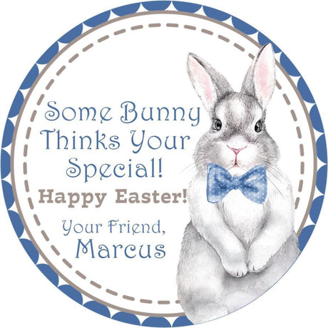 Boys Easter Bunny Stickers Or Favor Tags