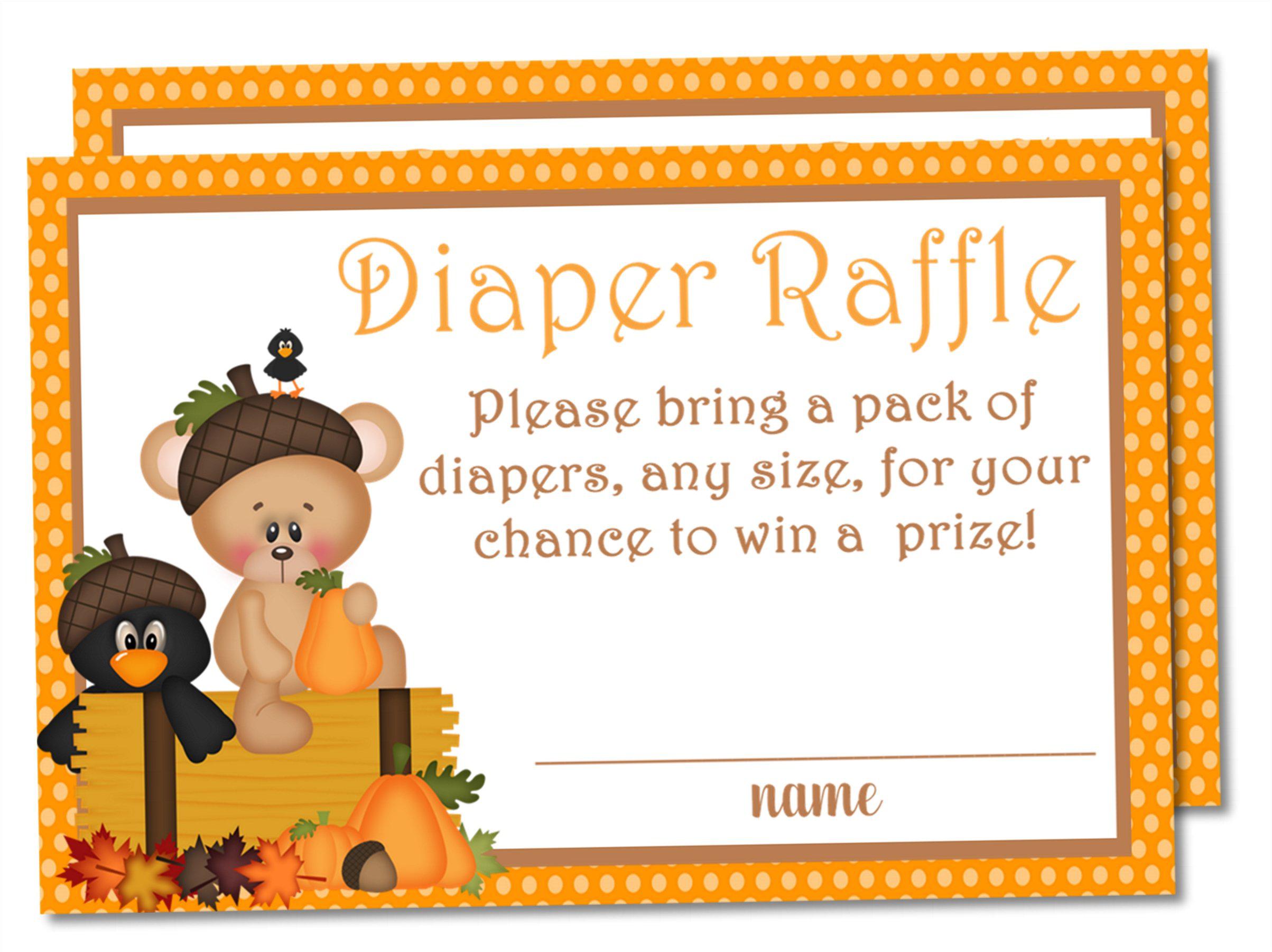 Boys Fall Teddy Bear Diaper Raffle Tickets