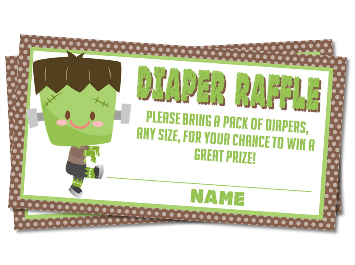Boys Halloween Frankenstein Diaper Raffle Tickets