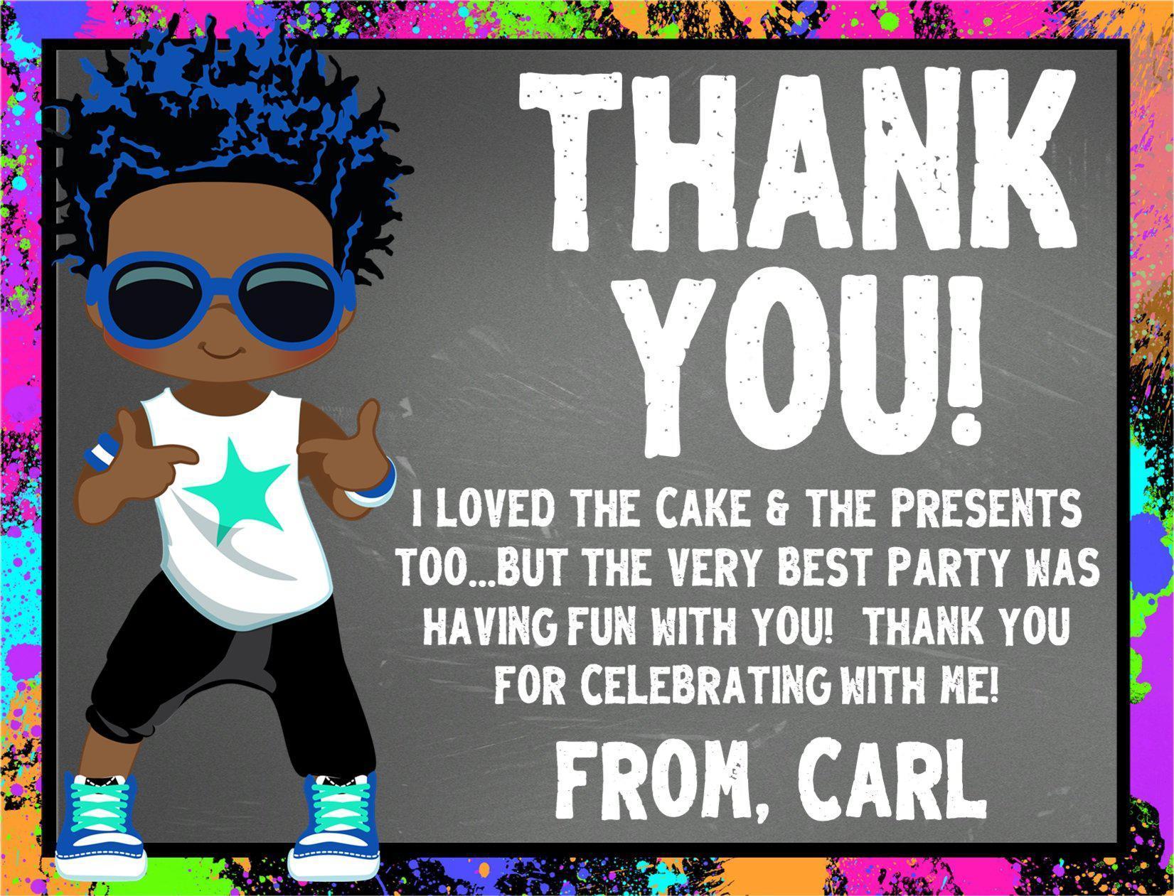 Boys Hip Hop Birthday Thank You Cards