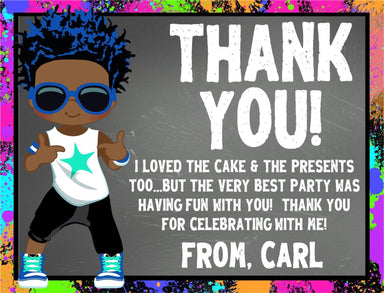 Boys Hip Hop Birthday Thank You Cards