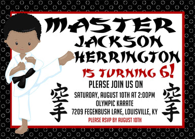 Boys Karate Birthday Party Invitations