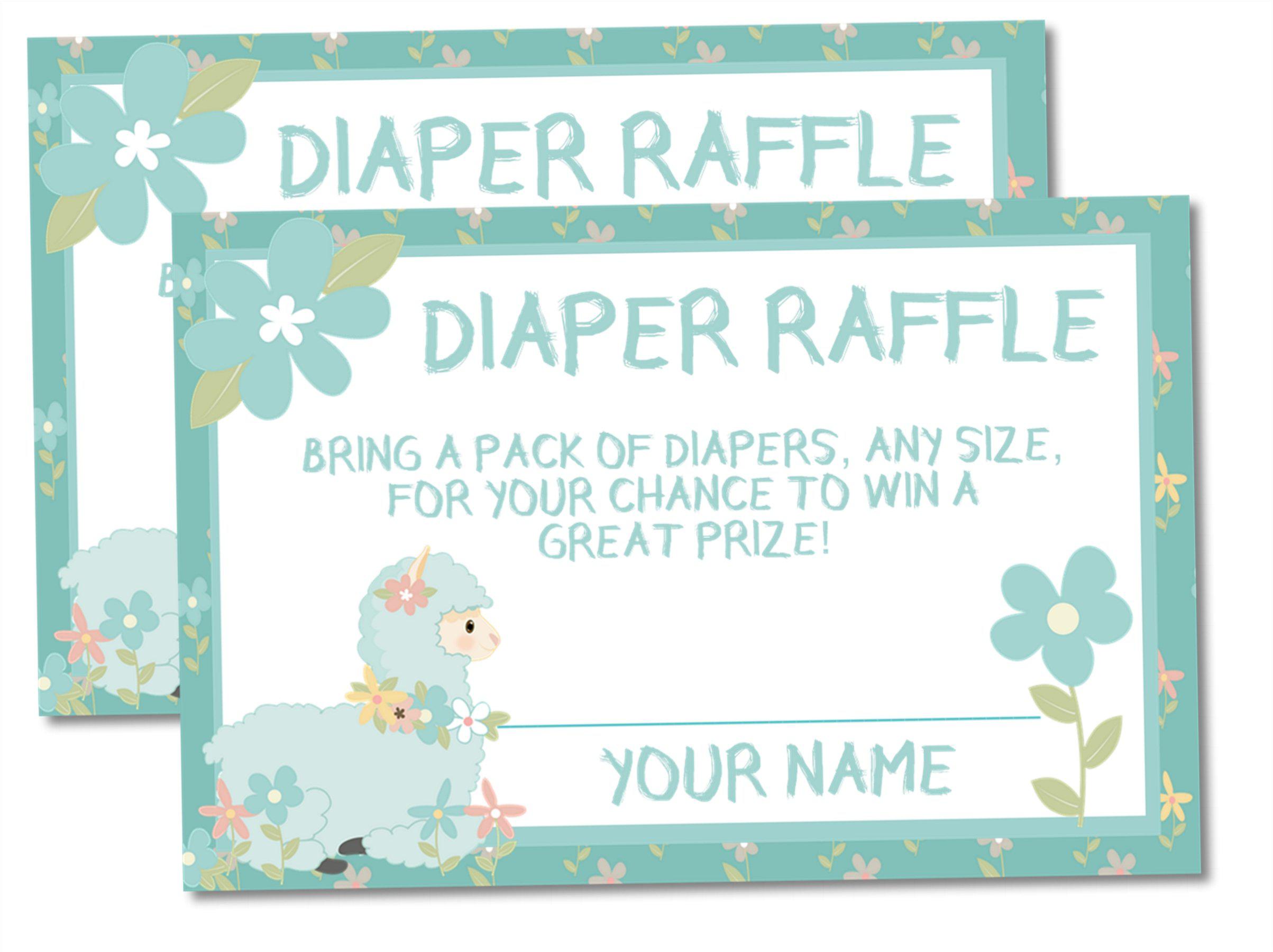 Boys Llama Diaper Raffle Tickets