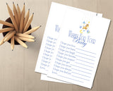 Boys Moon & Stars Baby Shower Wish Cards