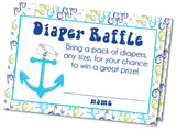 Boys Nautical Anchor Diaper Raffle Tickets