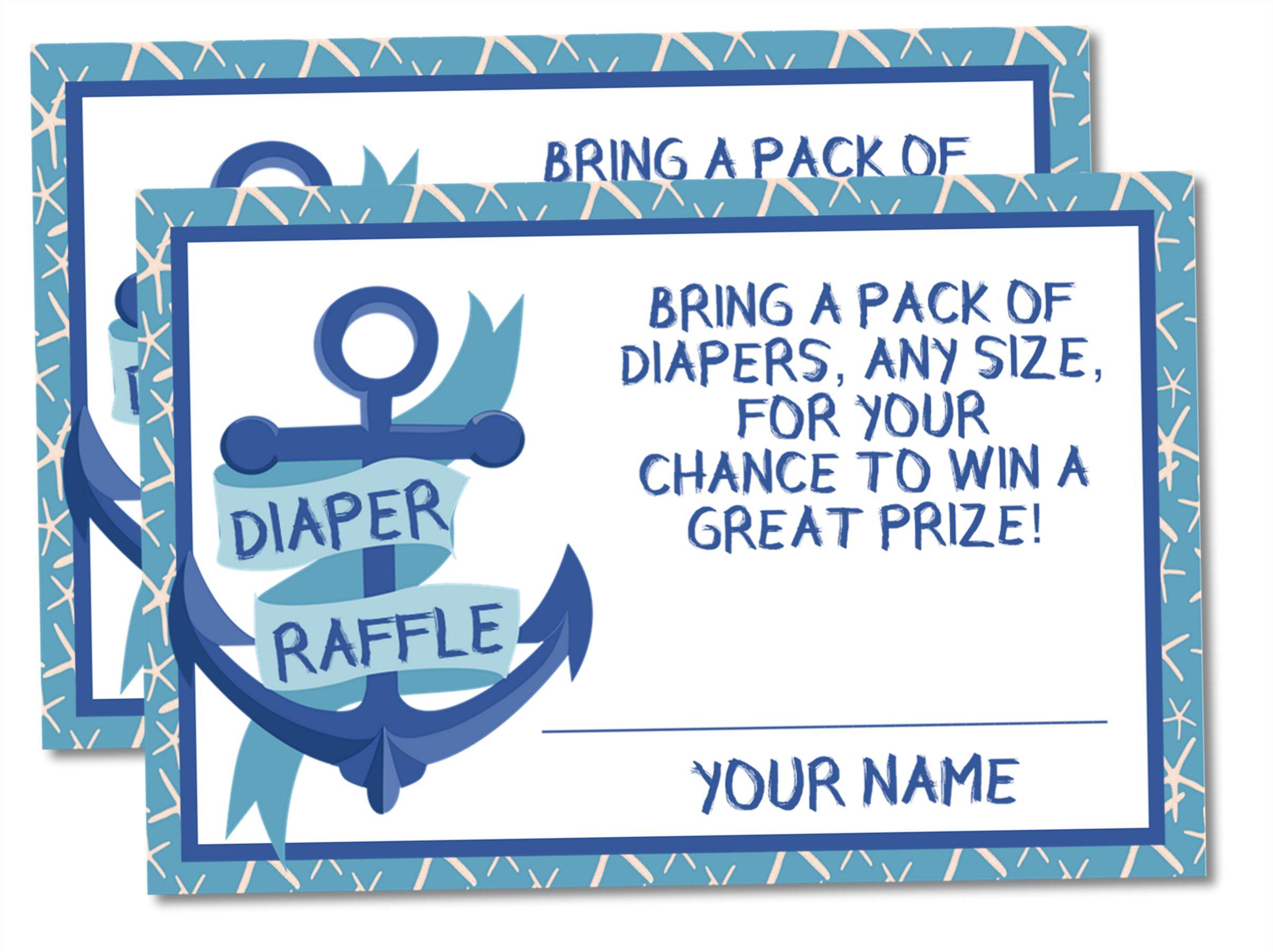 Boys Nautical Anchor Diaper Raffle Tickets