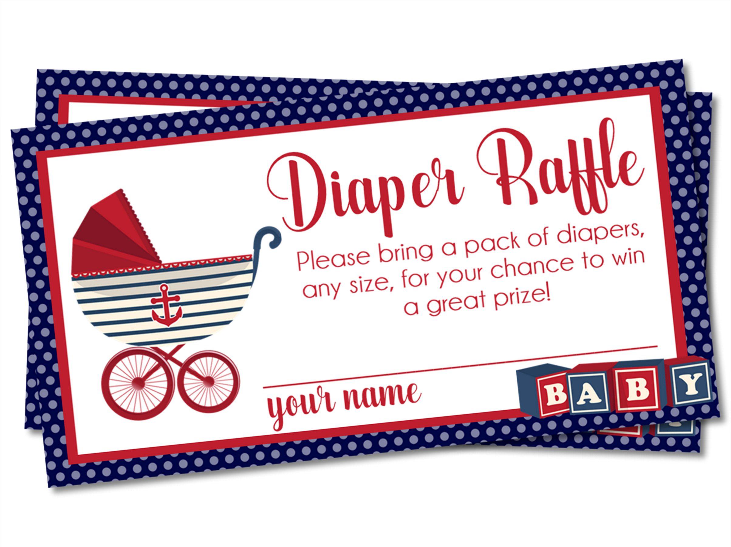 Boys Nautical Diaper Raffle Tickets