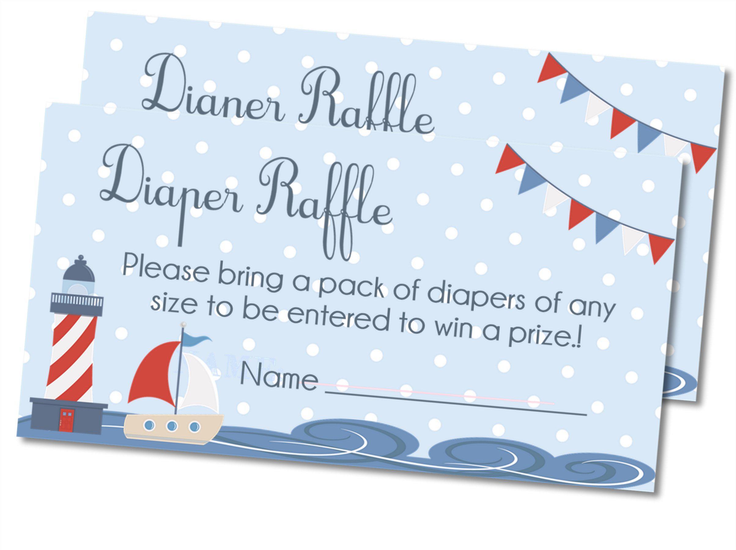 Boys Nautical Diaper Raffle Tickets