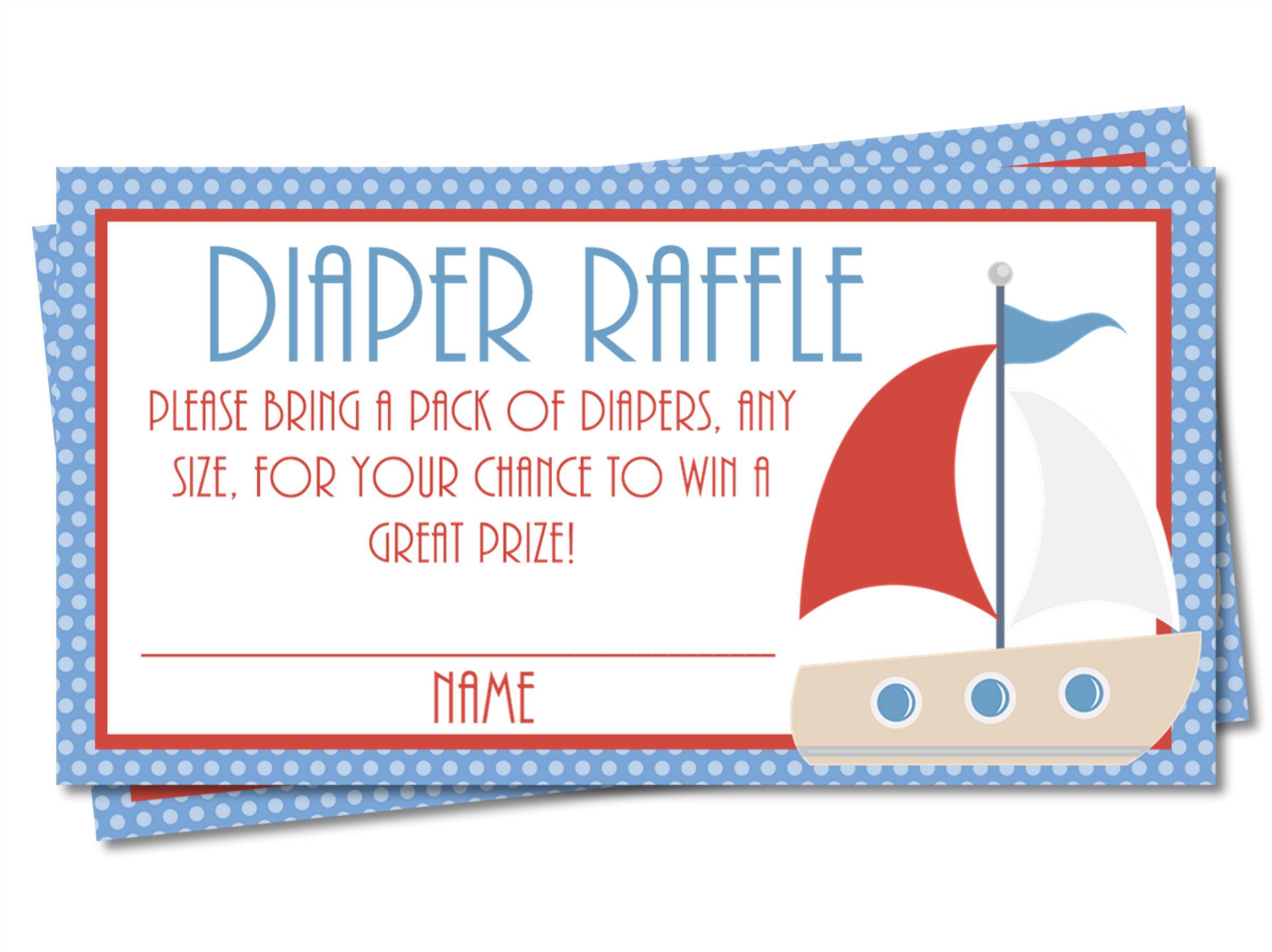 Boys Nautical Sailboat Diaper Raffle Tickets