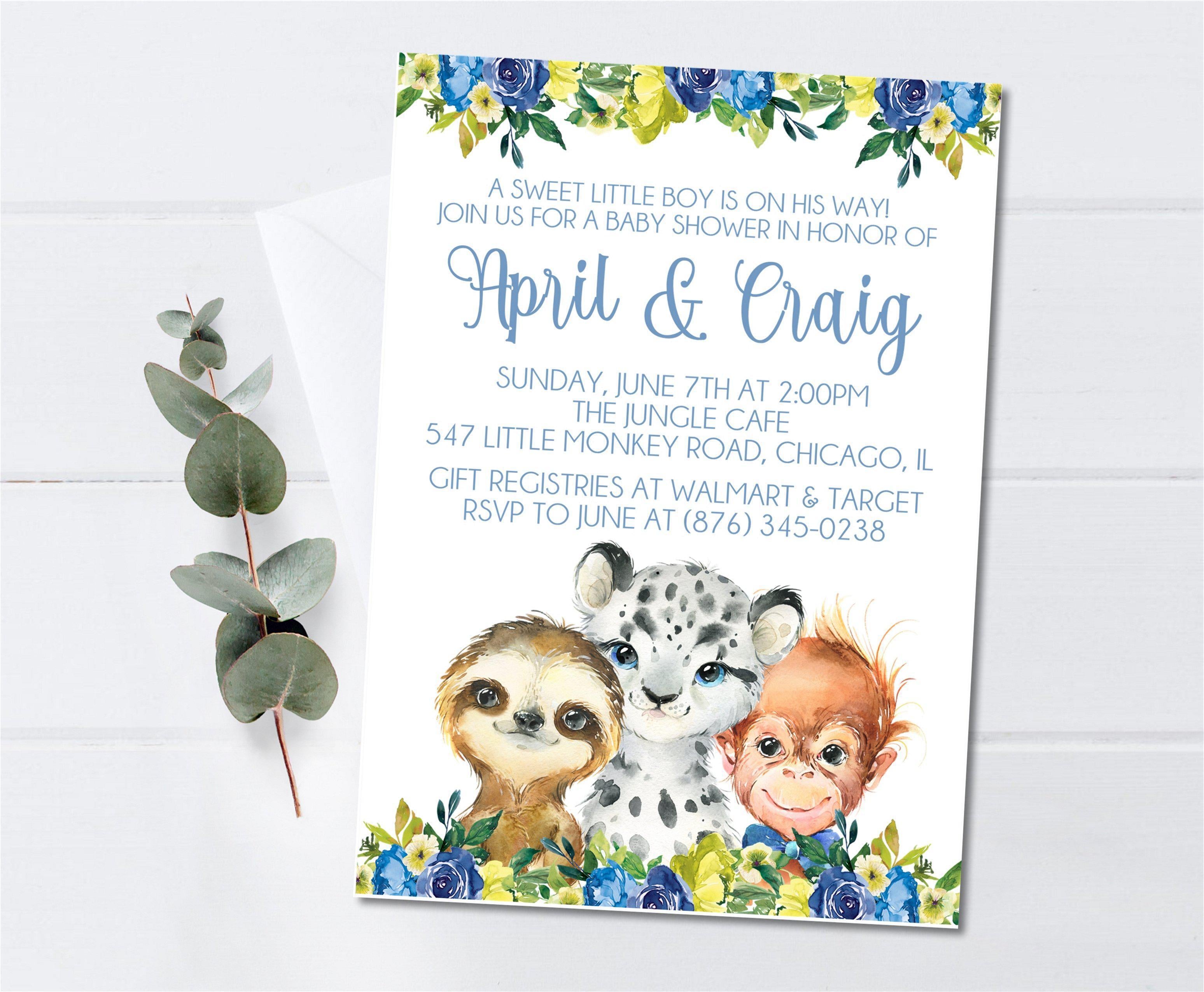 Boys Rainforest Baby Shower Invitations