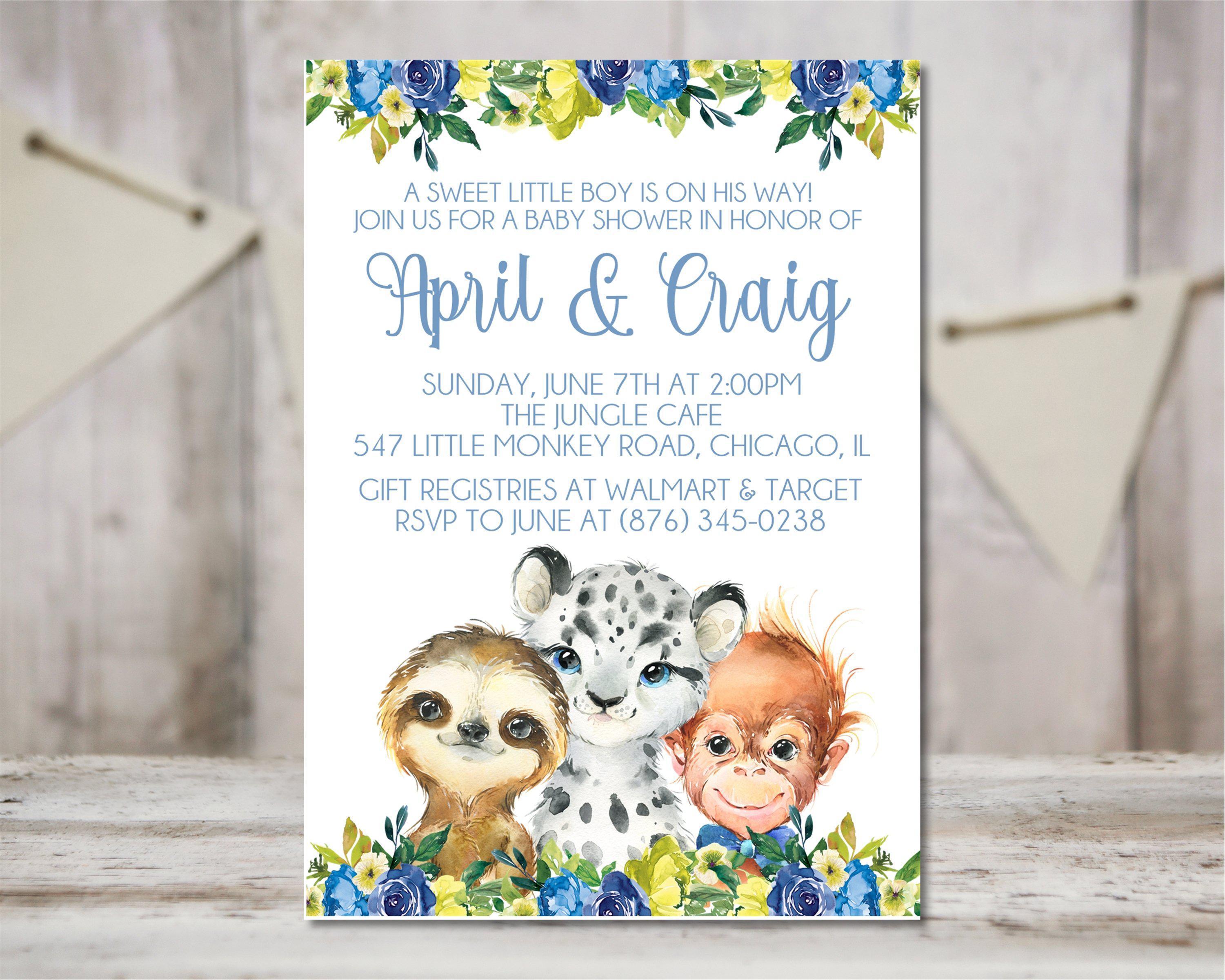 Boys Rainforest Baby Shower Invitations