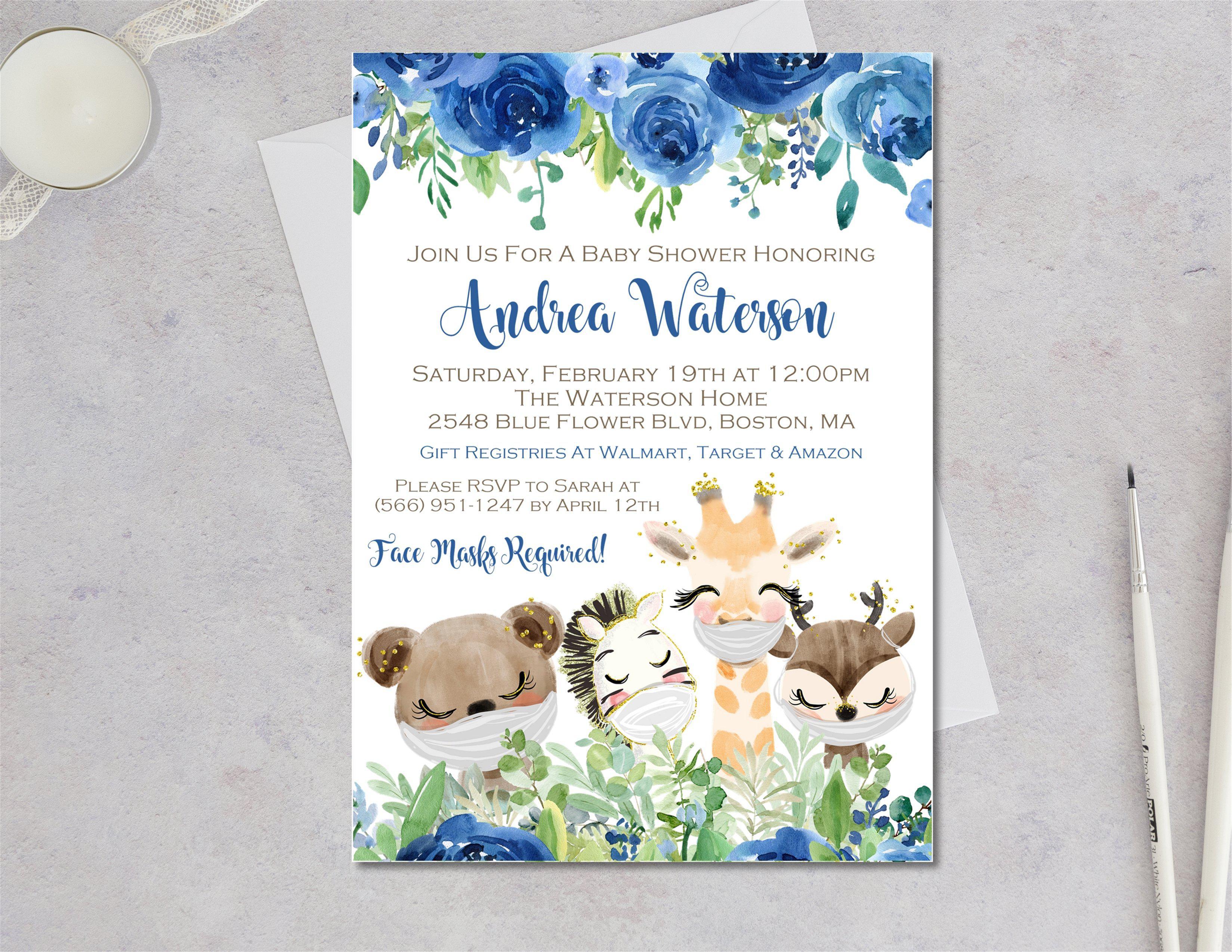 Boys Safari Animals Baby Shower Invitations