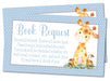 Boys Safari Giraffe Book Request Cards