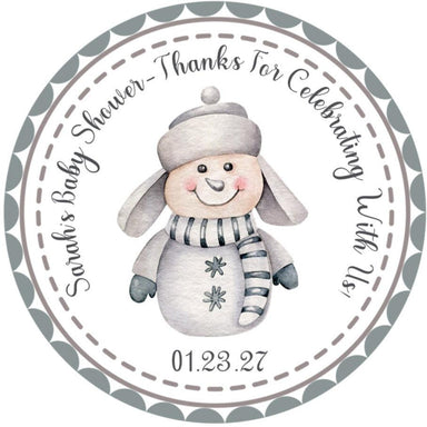 Boys Snowman Baby Shower Stickers